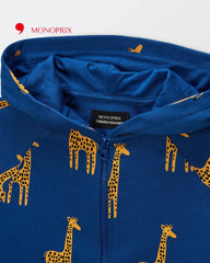 MONOPRIX BLUE GIARAFFE ZIP HOOD