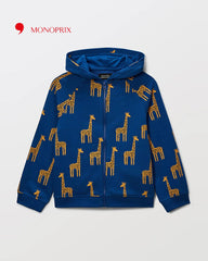 MONOPRIX BLUE GIARAFFE ZIP HOOD