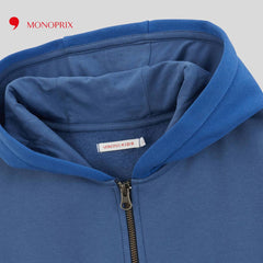 MONOPRIX BLUE TRICOLOR ZIPPED HOODIE