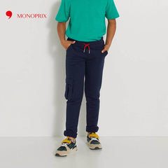 MONOPRIX DARK BLUE FLEECE PATCH POCKET TROUSER FOR BOYS