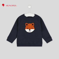 MONOPRIX DARK BLUE FOX EMBROIDERED SWEATSHIRT