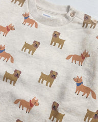 MONOPRIX ECRU DOGS PRINTED SWEATSHIRT