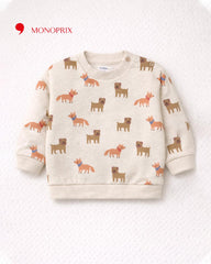 MONOPRIX ECRU DOGS PRINTED SWEATSHIRT