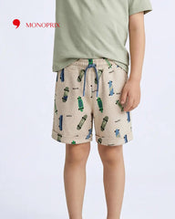 MONOPRIX ECRU SKATEBOARD PRINT SHORTS