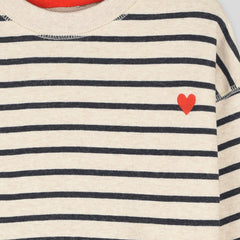 MONOPRIX ECRU STRIPED ORGANIC COTTON SWEATSHIRT