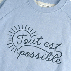 MONOPRIX GIRLS LIGHT BLUE PRINTED SWEATSHIRT