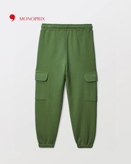 MONOPRIX GREEN CARGO FLEECE JOGGER TROUSER