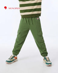 MONOPRIX GREEN CARGO FLEECE JOGGER TROUSER