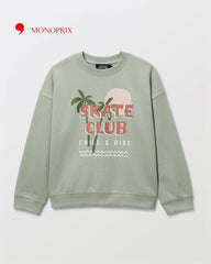 MONOPRIX GREEN SKATE CLUB PRINTED SWEATSHIRT