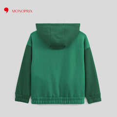 MONOPRIX GREEN TRICOLOR ZIPPED HOODIE