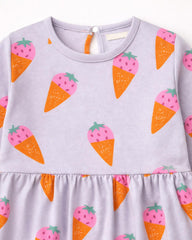 MONOPRIX LAVENDER ICECREAM PRINT LONG SLEEVE DRESS