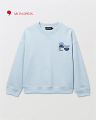 MONOPRIX LIGHT BLUE PRINTED SWEATSHIRT