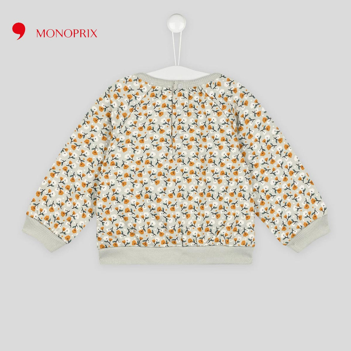 MONOPRIX LIGHT GREEN FLORAL PRINTED SWEATSHIRT