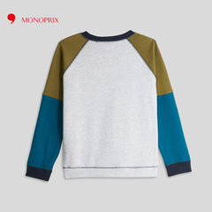 MONOPRIX LIGHT GREY TWO-TONE SLEEVE SWEATSHIRT