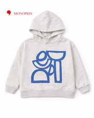 MONOPRIX LIGHT HEATHER GREY PRINTED HOODIE