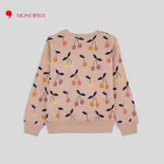 MONOPRIX LIGHT PINK CHERRY PRINTED SWEATSHIRT