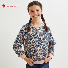 MONOPRIX LIGHT PINK OVERALL TEXT PRINTED SWEATSHIRT