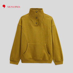MONOPRIX MOCK NECK KANGAROO POCKET SWEATSHIRT