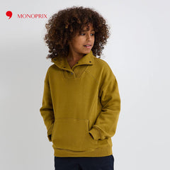 MONOPRIX MOCK NECK KANGAROO POCKET SWEATSHIRT