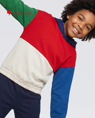 MONOPRIX MULTI COLOR BLOCK HOODED SWEATSHIRT