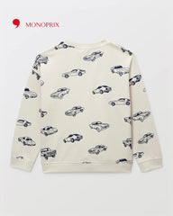 MONOPRIX OFF WHITE LETS ROLL PRINT SWEATSHIRT