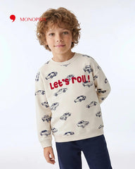 MONOPRIX OFF WHITE LETS ROLL PRINT SWEATSHIRT