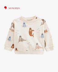 MONOPRIX OFF WHITE WALRUS PRINT SWEATSHIRT