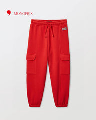 MONOPRIX RED CARGO FLEECE JOGGER TROUSER