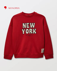 MONOPRIX RED NEW YORK FLEECE SWEATSHIRT