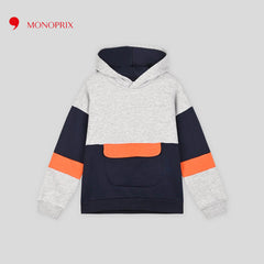 MONOPRIX TRICOLOR LIGHT GREY COTTON HOODIE