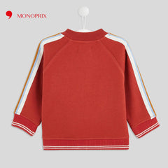 MONOPRIX ZIPPED TEDDY COLLAR WITH STRIPED SWEATSHIRT