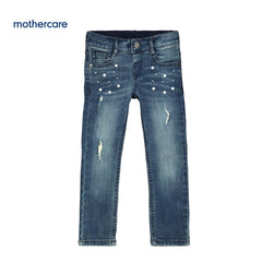 MOTHERCARE BLUE GIRLS DENIM JEANS WITH PEARLS