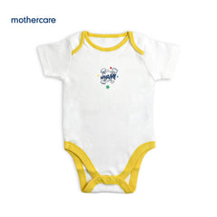 MOTHERCARE WHITE YELLOW WHAM PRINTED BODYSUIT