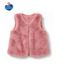 MOTS D'ENFANTS BABY PLUSH FAUX FLEECE VEST - DUSTY ROSE