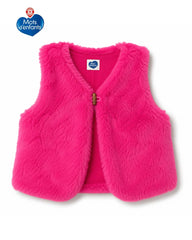 MOTS D'ENFANTS BABY PLUSH FAUX FLEECE VEST - HOT PINK