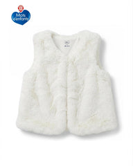 MOTS D'ENFANTS BABY PLUSH FAUX FLEECE VEST - NATURAL WHITE