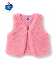 MOTS D'ENFANTS BABY PLUSH FAUX FLEECE VEST - PINK