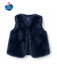 MOTS D'ENFANTS PLUSH FAUX FLEECE VEST - NAVY BLUE