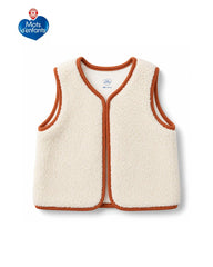 MOTS D'ENFANTS SHERPA FLEECE VEST WITH BROWN TRIM