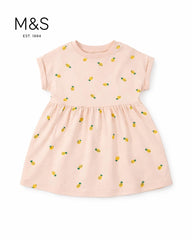M&S PEACH PINAPPLE PRINT BABY DRESS