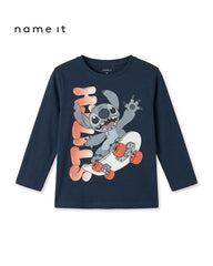 NAME IT BOYS NAVY STITCH LONG SLEEVE T-SHIRT