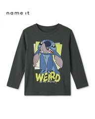 NAME IT CHARCOAL STITCH WEIRD LONG SLEEVE T-SHIRT