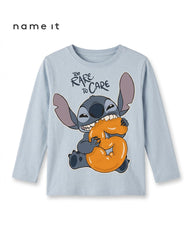 NAME IT LIGHT BLUE STITCH GRAPHIC LONG SLEEVE T-SHIRT