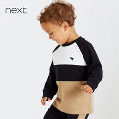 NEXT BLACK & BROWN COLORBLOCK COZY SWEATSHIRT