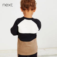 NEXT BLACK & BROWN COLORBLOCK COZY SWEATSHIRT