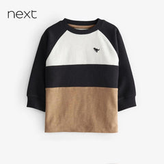 NEXT BLACK & BROWN COLORBLOCK COZY SWEATSHIRT
