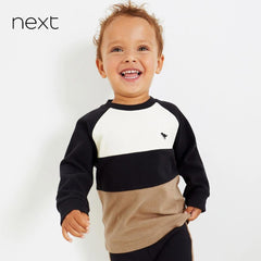 NEXT BLACK & BROWN COLORBLOCK COZY SWEATSHIRT
