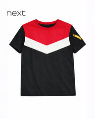 NEXT BLACK COLOR BLOCK SHORT SLEEVE T-SHIRT