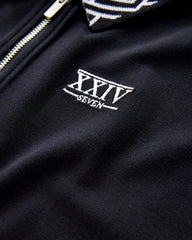 NEXT BLACK GEO COLLAR ZIP NEXK POLO SHIRT