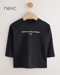 NEXT BLACK HAPPY LITTLE HUMAN LONG SLEEVE T-SHIRT
